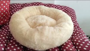 Pet Bed Kasur Kucing Dan Anjing Bulu Rasfur Premium Tempat Tidur Hewan Peliharaan Bentuk Bulat Lembut Dan Halus Berkualitas Bantal Hewan Empuk Isian Silicone