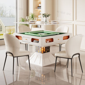 Fully Automatic Stone Plate Dining Table Dual-Use Mahjong Table with Fire Accessible Luxury Modern Minimalist Mute Mahjong Machine Integrated For Home