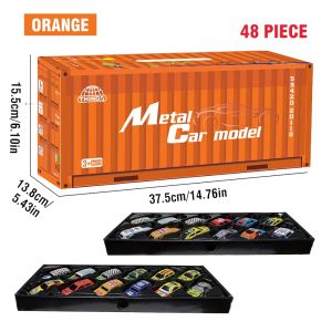 Christmas Gift 48 Pieces Alloy Racing Car Models Scale Cars Set Container Storage Toy Metal Trucks Vehicles Model for Kids