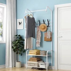Rak Gantungan Baju Tempat Penyimpanan Susun Rak Gantungan Baju Tas dan Sepatu Penyimpanan Jaket Topi Multifungsi Stand Hanger Jemuran