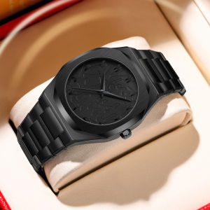 Modern minimalist personality creative all black men watch Arabic digital sports leisure alloy mens watch unique design watch