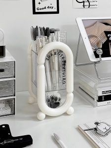 Luxurious Desktop Pen Holder Organizer Box Multi-Functional Plastic Circular Shape for Office And Student Desk Stationery Storage