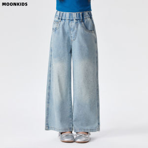 Moonkids | Shiny Rhinestone Denim Pants Loose Leg