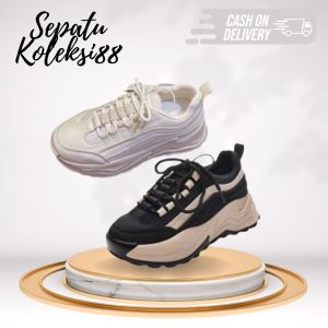 Sepatu Sneaker Wanita Premium Hitam Beige 245 Sepatukoleksi