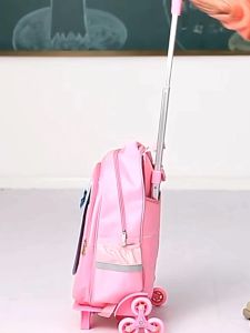 New Foldable Students School Bag Trolley Pulling Rod Cart 6 Wheels Kid Trolley For Backpack And School Luggage Bag