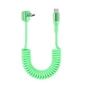 Cáp USB A Sang USB C Cuộn Hình Chữ L 90 Độ Có Thể Thu Gọn Sạc Nhanh Dành Cho iPhone 17 Series Samsung Galaxy A17 Sạc Ô Tô
