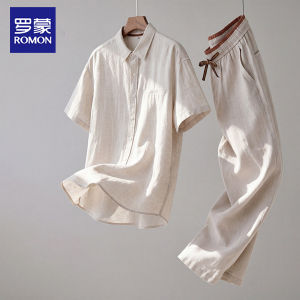 ROMON | Summer Lightweight Tencel Linen Mens Sports Quick-dry Leisure Set