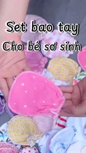 Set 3 Đôi Bao Tay Cho Bé Sơ Sinh Hotga Chun Mềm Cotton Mịn Mát (0-5 tháng freesize)