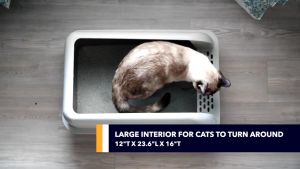 Pet Litter Box with Scoop - Stainless Steel Enclosed Cat Litter Box for Old and Short-Legged Cats