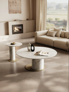 High-end Luxe Italian Luxury White Carrara Marble Coffee Table