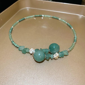 New Chinese Style Green Necklace Womens Fashion Choker Collarbone Chain Hanfu Accessory Retro National Trend Jewelry