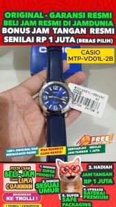 CASIO ORIGINAL - CASIO MTP-VD01L-2BUDF - Men - Biru - Leather Band - NEW - Jam dunia JD18ST Jam Tangan Pria Cowok Anti Air Digital Analog + CASIO MTP VD01L 2B MTP-VD01L VD 01 L MTPVD01 MTP-VD01 MTPVD01L MTP-01 MTP-VD01L-2B VD01 $ WR5 STK SD7