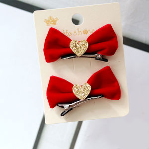 คลิปผมลายผีเสื้อสามมิติสำหรับเด็ก คลิปผมทรงมงกุฎสำหรับเด็กผู้หญิง เครื่องประดับผมปีใหม่สำหรับเด็ก เครื่องประดับผมสีแดงสำหรับเด็ก