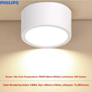 Philips Ultra-Thin LED Recessed Lighting 5W 9W Bright Installation Kitchen Bathroom Living Room No Main Light No Punching Required