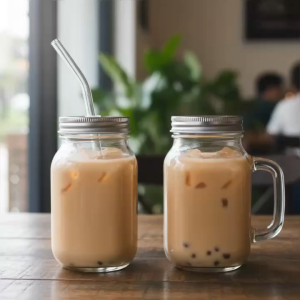 Bộ Đôi Ly Mason Jar Dung Tích Lớn 650Ml – Nắp Kín Ống Hút Thủy Tinh