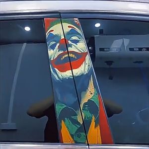 2Pcs Car Pillar Sticker B Pillar Sticker Car Door Pillar Sticker Car Door Window Anti-scratch Vinyl Material Animation Stickers