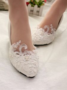 Giày Đế Bằng Đế Trung Màu Trắng Cỡ Lớn Dành Cho Nữ Giày Cưới Giày Đế Mềm Giày Đế Bằng Cho Cô Dâu Trẻ Giày Đế Bằng Đế Tròn