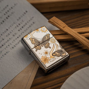 Zippo Butterfly & Sukura Design Chrome Pocket Lighter | Zippo ZBT-5-125