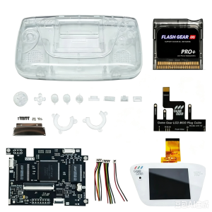 Full Mod Kit For SEGA Game Gear Shell + V4.2 IPS High Bright LCD Screen + Flash Gear Pro+ Game Cartridge Complete Accessorie Set