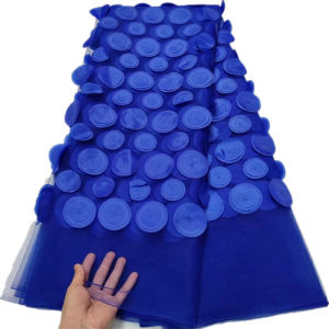 2025 Luxury Royal Blue African 3D Lace Fabric High Quality French Mesh Net Embroider Tulle Laces Fabrics For Sew Wedding Dresses