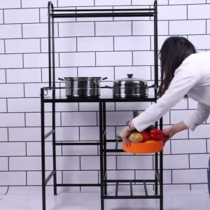 304 Stainless Steel Gastove Stand Rack With Spice Rack Stove Table Stand Kitchen Organizer Space Saver Kitchen Stove Shelf Floor-standing Multi-layer Gas Stove Bench Vegetable Cutting Table Combination Storage Rack Gas Stove Rack PH