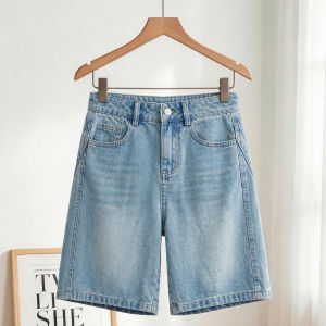 YEZATIIO | Quần Short Jean Đùi Rộng Cao Waist Mỏng Nhẹ