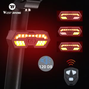 WEST BIKING Bicycle Wireless Remote Control Turn Signal Tail Light 120dB Horn USB Rechargeable Waterproof LED Bike Rear Light