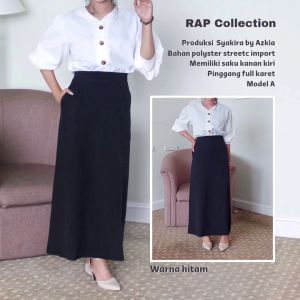 RAP Collection - Rok A Pinggang Full Karet Syakira Warna Hitam: Rok Syakira Hitam Nyaman untuk Kerja dan Kuliah