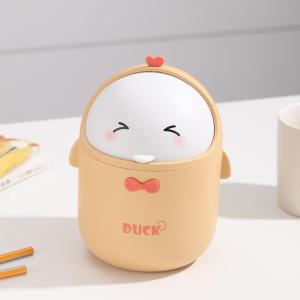 Cute Mini Desktop Garbage Can Home Use Bedroom Tea Table Covered Storage Bedside Plastic Waste Basket Household Cleaner Tools