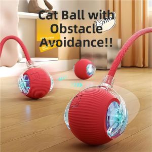 MONLEYTA | Pet Toy Self Entertaining Cat Dog Toys Floating Ball With Rope Automatic Obstacle Avoidance Squeaky Toy Gravity Ball