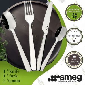 Ready Stock SMEG Stainless Steel 4 Piece Cutlery Set European-Style Tableware Set Peralatan Makanan