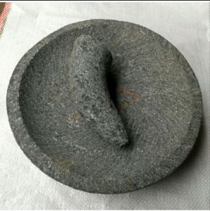 cobek batu asli manual pahat 22 cm