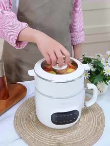 2.5L Electric Cooker with Steamer 700W Multi Function Rice Noodle Hot Pot Timer Red for Dormitory Office Home Daily 멀티 전기 냄비