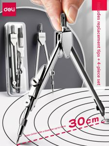 OUKUMAN | Student and Engineering Use Drawing Set Metal Compass Dividers Ruler