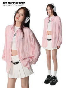 Womens Summer Sun Protection Shirt Top with Pleated Mini Skirt Two-Piece Set High Waist White Half-length Skirt Ensemble