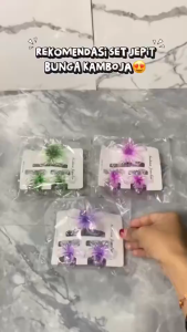 TYACC238 Set Jepit Rambut Bunga Kamboja 3in1 Aksesoris Akrilik Gaya Korea