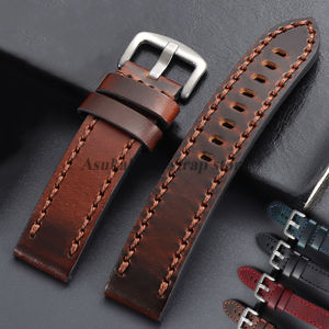 Top-Grain Cowhide Leather Watchband 18mm 20mm 22mm 24mm for Omega for Huawei Watch Straps Universal Men Women Business Bracelets