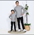 KEMEJA KOKO COUPLE AYAH ANAK (satuan) POLOS WARNA LIGHT GREY / ABU2 LENGAN PANJANG PENDEK FULLKATUN. 