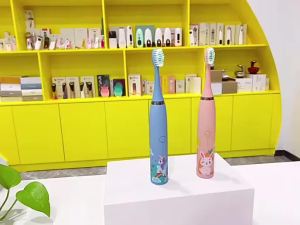228Hailicare Childrens Electric Ultrasonic Toothbrush Soft Bristled Cartoon Toothbrush 4 Mode IPX6 Waterproof Cleaning Teeth Prevention Tooth Decay Teeth Cleaner for Children USB Charging With 6 Brush Head