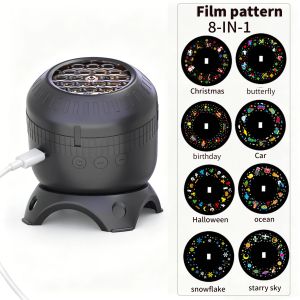 8 Patterns Auto-rotate Projection Night Light Adjustable Speed Starry Ocean LED Lamp for Birthday Gifts Kid Bedroom Party Decor
