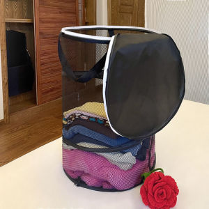 Foldable Large Capacity Dirty Clothes Hamper Doll Toy Portable Bedroom Closet Organizer Chinese Style Pure Color Utility Basket