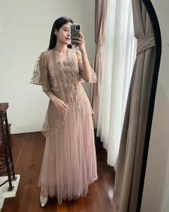 Dress Pesta - Dress Premium - Dress Coklat - Dress Salem - Dress Peach - Gamis Pesta - Gamis Premium - Gamis Lebaran