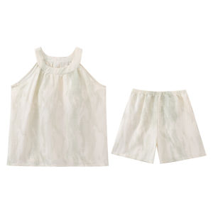 MiiOW | ชุดนอนสายเดี่ยวแบบสวมครึ่งตัวสำหรับผู้หญิง Catman Official พร้อมแผ่นเสริมหน้าอก ชุดกางเกงขาสั้นฤดูร้อน 2025 ใหม่ เสื้อผ้าในบ้านสำหรับเด็กสาวที่สวมใส่ได้นอกบ้าน