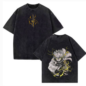 Bandai | Zenitsu Demon Slayer Graphic T-shirt Manga Vintage Washed T Shirt Men Women Clothing Cotton Soft Short Sleeve Tees