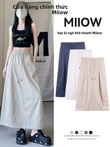 Váy chữ A MiiOW cho nữ làm bằng polyester nhẹ mát dễ mặc dáng ôm cạp cao màu trơn