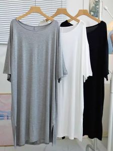 เสื้อยืดคอตตอนโมดอลหลวมๆ ทรงหลวมแขนยาวทรงสลิมฟิตสำหรับผู้หญิง เสื้อเชิ้ตคอกลมแขนยาวทรงหลวมๆ ทรงหลวมๆ สำหรับฤดูใบไม้ร่วง