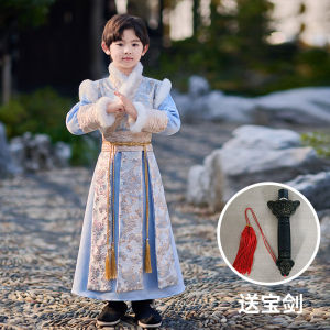 Elegant Winter Hanfu for Boys Stylish Childrens Tang Suit New Chinese Style Little Master Traditional Ethnic Clothing Childrens Flag Dress
