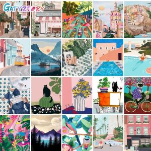 GATYZTORY Frame Summer Time Paint By Numbers For Adults Kids Landscape HandPainted Oil Painting DIY Gift Home Decor