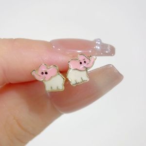 LAZO DIAMOND Little V.I.P Dumbo Elephant Stud Earrings in 9k Yellow Gold