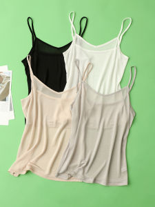 เสื้อกั๊กไหมคอวีบางเฉียบสำหรับผู้หญิงในฤดูร้อน เสื้อชั้นในแบบเกาะอก ผ้าไหมมัลเบอร์รี่ปรับได้ ชุดชั้นในแบบลำลอง